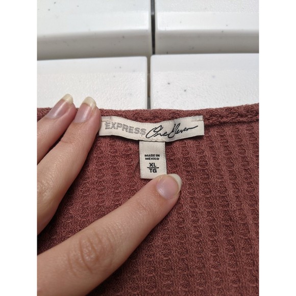 Express One Eleven Women's XL Red Cropped Tie Bottom Knit Cardigan Sweater - Picture 4 of 13